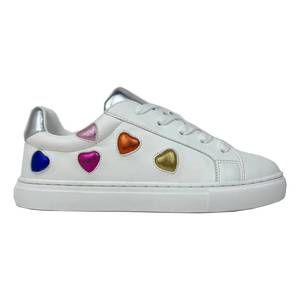 NEW YOSI SAMRA kids miss gaia hearts sneaker in white multi